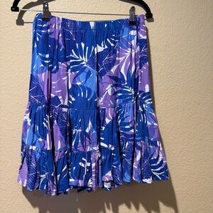 Tropical Ruffled Mini Skirt Blue and Purple Size M